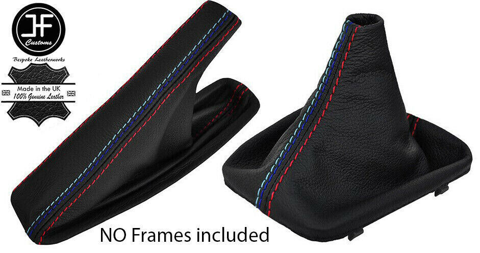 RED & TRI STITCHING LEATHER GEAR+HANDBRAKE GAITER FOR BMW E34 5 SERIES 88-96