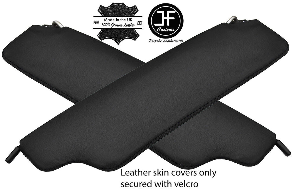 BLACK STITCH 2X REAL LEATHER SUN VISOR COVERS FITS DATSUN 240Z 260Z 280Z 70-78