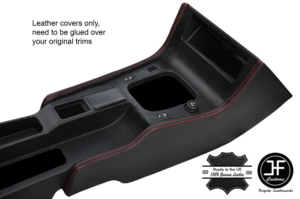 RED STITCH 2X CONSOLE SIDE TRIM LEATHER COVERS FITS FIAT COUPE 1994-2000