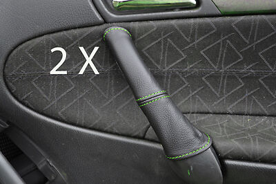 green stitch FITS MERCEDES C CLASS W203 01-07 2X DOOR HANDLE LEATHER COVERS