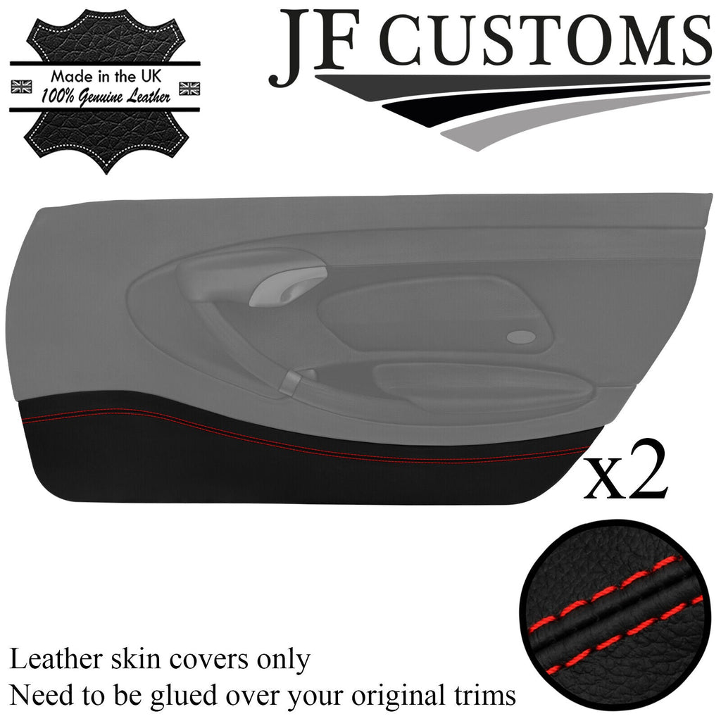 RED STITCH LEATHER 2X BOTTOM DOOR CARD COVER FOR PORSCHE BOXSTER 986 96-04 JF1