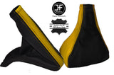 YELLOW & BLACK LEATHER GEAR & HANDBRAKE GAITER FITS VAUXHALL ASTRA G IV COUPE