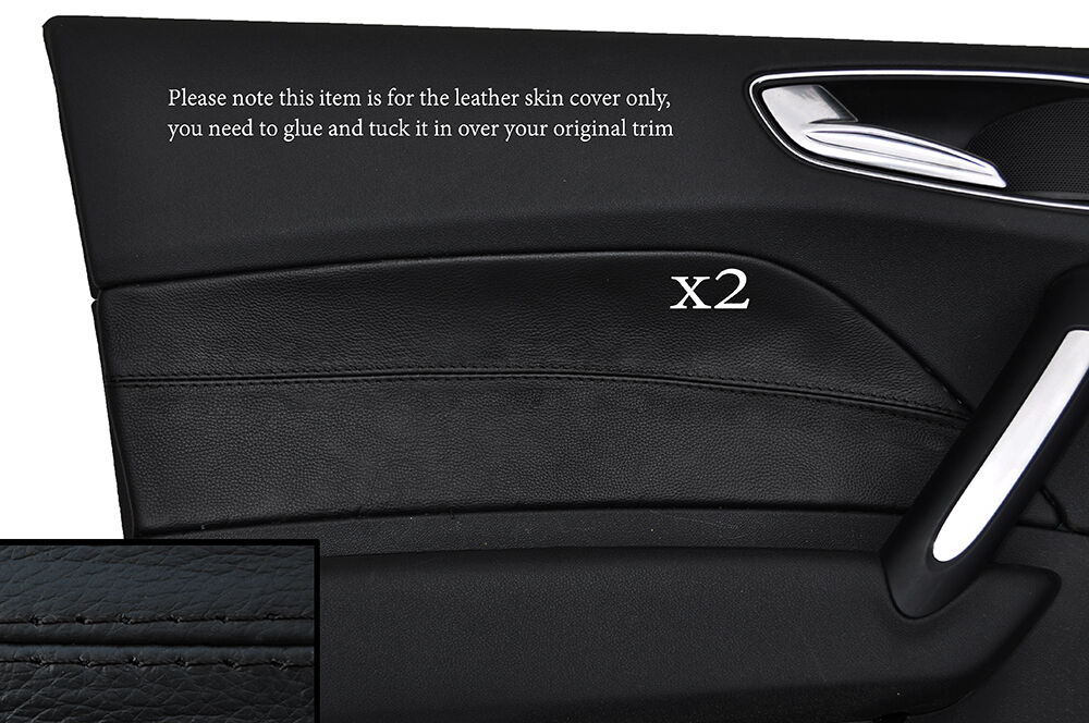 BLACK STITCH 2X FRONT DOOR CARD TRIM LEATHER COVER  FITS AUDI A1 10-14 5 DOOR