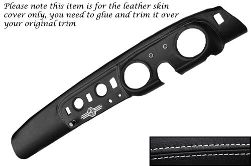 WHITE STITCHING FITS MG MG MIDGET 64-79 DASH DASHBOARD LEATHER SKIN COVER
