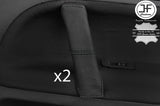 BLACK STITCHING 2X FRONT DOOR HANDLE LEATHER COVERS FITS VW TOUAREG 2002-2011