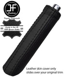 BLACK & BLACK REAL LEATHER HANDBRAKE HANDLE COVER FITS SKODA OCTAVIA 2009-2013