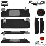 FOR CHEVROLET CAMARO 16-20 D RED CROSS STITCH LEATHER 2X SUN VISOR COVERS
