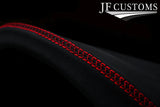 RED LUX-STITCH LEATHER SPEEDO HOOD COVER FITS LAND ROVER DEFENDER 07-16