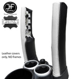 BLACK & WHITE LEATHER 2X DOWN TUBES COVERS FITS BMW MINI COOPER S R50 R53 01-06