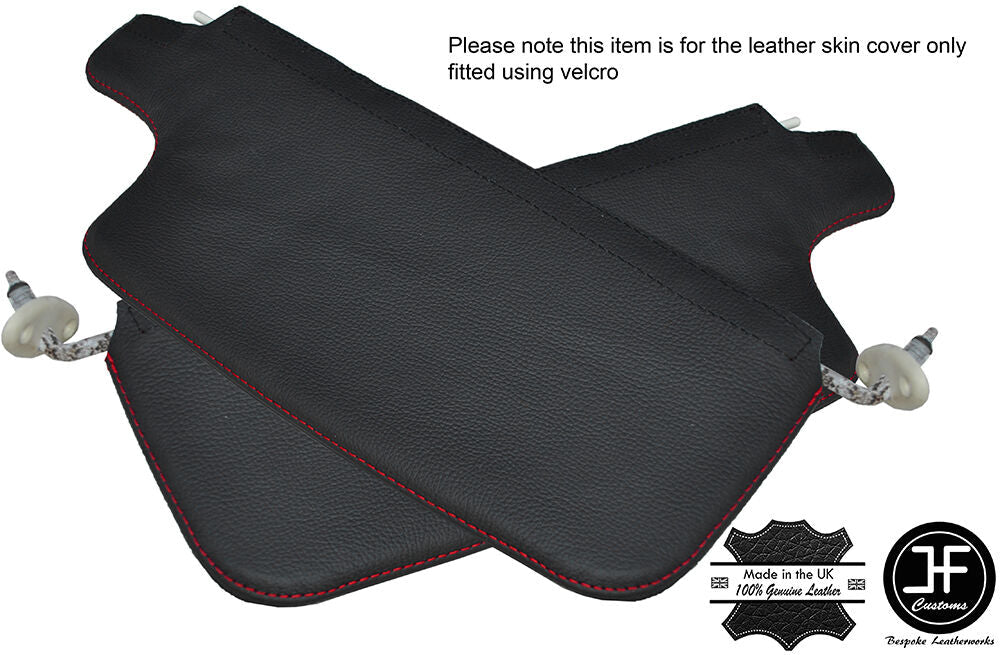 RED STITCHING 2X SUN VISORS LEATHER COVERS FITS VW BEETLE CLASSIC 1303