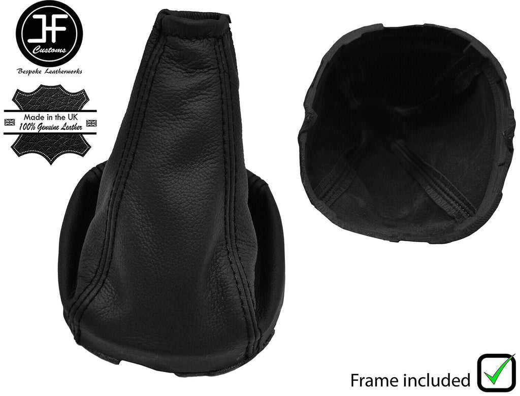 BLACK STITCH LEATHER GEAR GAITER+PLASTIC FRAME FITS FORD ESCORT MK6 MK7 96-04
