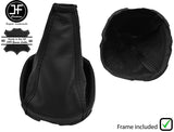 BLACK STITCH LEATHER GEAR GAITER+PLASTIC FRAME FITS FORD ESCORT MK6 MK7 96-04