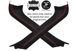 RED STITCH 2X A PILLAR SUEDE COVERS FOR PORSCHE CARRERA 911 996 CONVERTIBLE