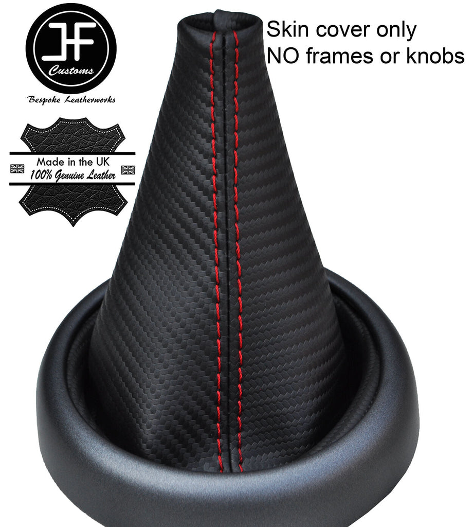 RED STITCH CARBON FIBER VINYL GEAR GAITER FITS BMW MINI R50 R52 R53 2001-2006