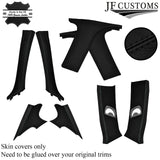 BLACK STITCH ITALIAN LEATHER PILLAR KIT COVERS FOR BMW 3 SERIES E90 05-12 SALOON