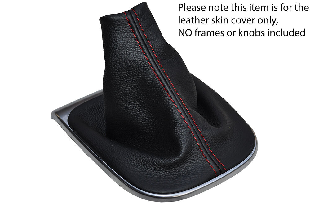 RED STITCHING MANUAL LEATHER SKIN GEAR GAITER FITS CITROEN C4 2011-2015