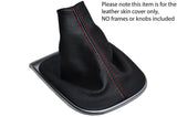 RED STITCHING MANUAL LEATHER SKIN GEAR GAITER FITS CITROEN C4 2011-2015