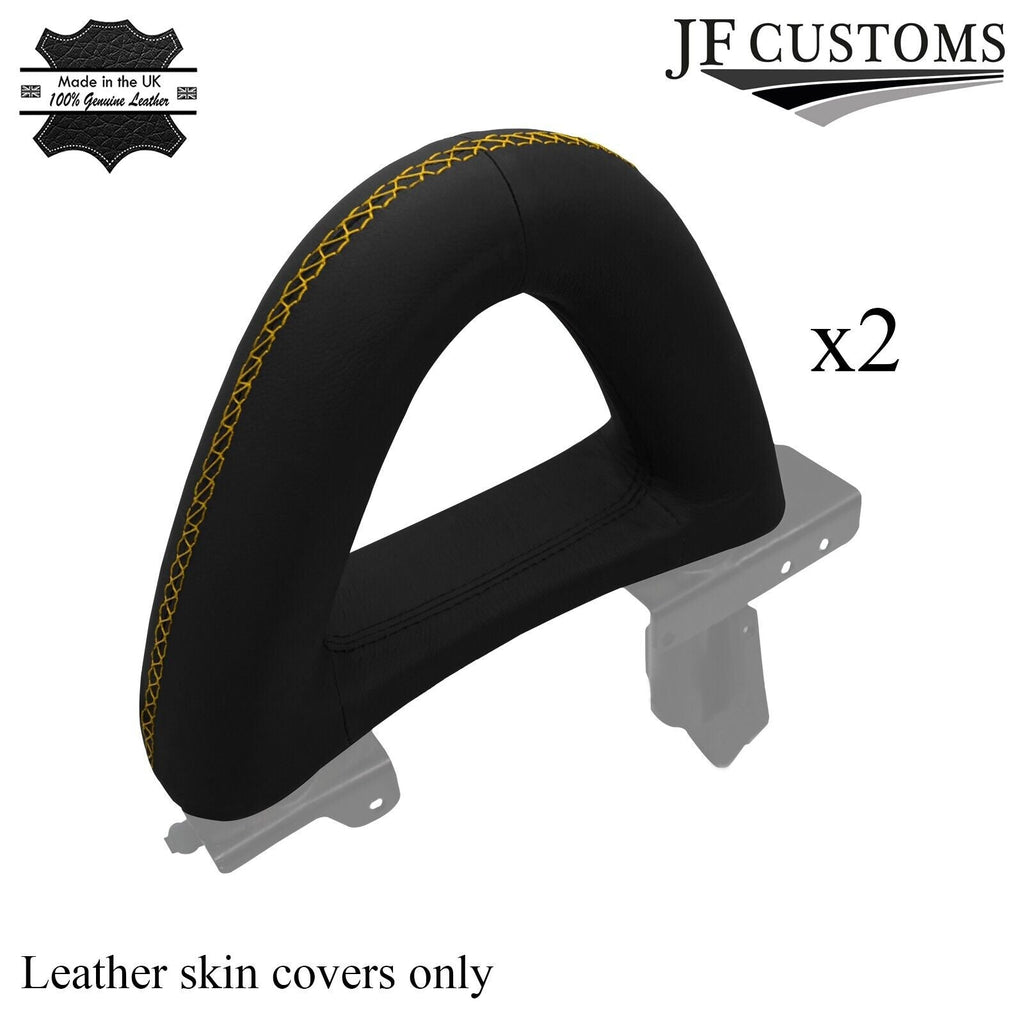 YELLOW STITCH 2X ROLL OVER BAR LEATHER COVERS FITS MERCEDES SLK R171 04-11