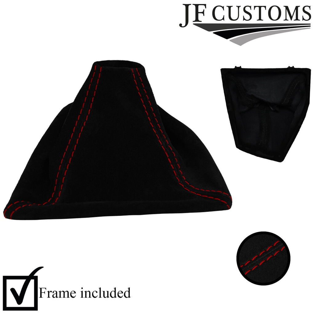 D RED STITCH SUEDE GEAR GAITER + PLASTIC FRAME FOR BMW 1 SERIES F20 F21 11-17