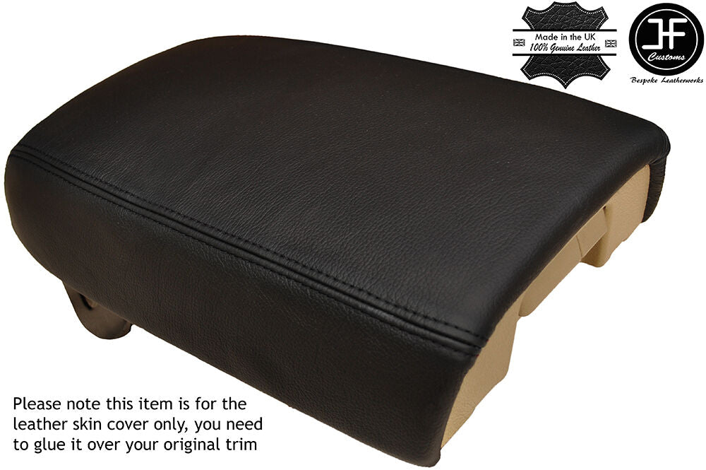 BLACK STITCHING ARMREST LID GENUINE LEATHER COVER FITS MURANO 2009-2014
