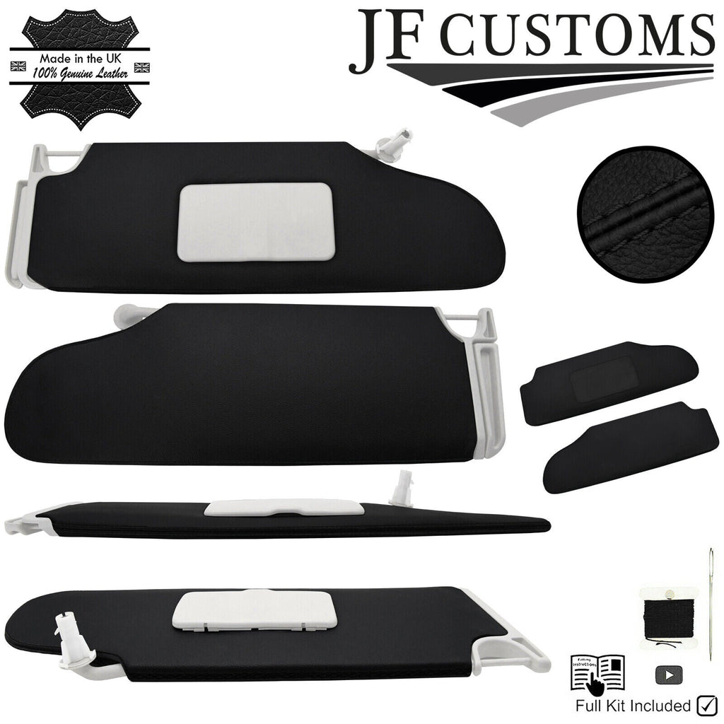 BLACK CROSS STITCH ITALIAN LEATHER 2X SUN VISOR COVERS FITS HUMMER H2 02-09