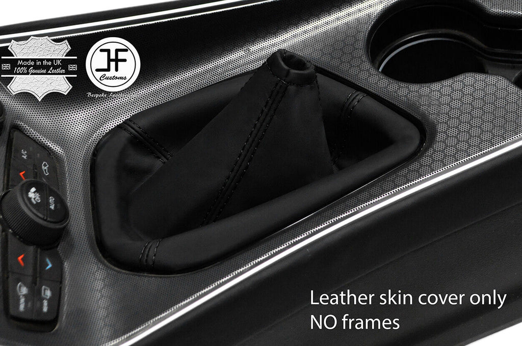 BLACK STITCHING MANUAL SMOOTH LEATHER GEAR GAITER FOR DODGE CHALLENGER 2015-19