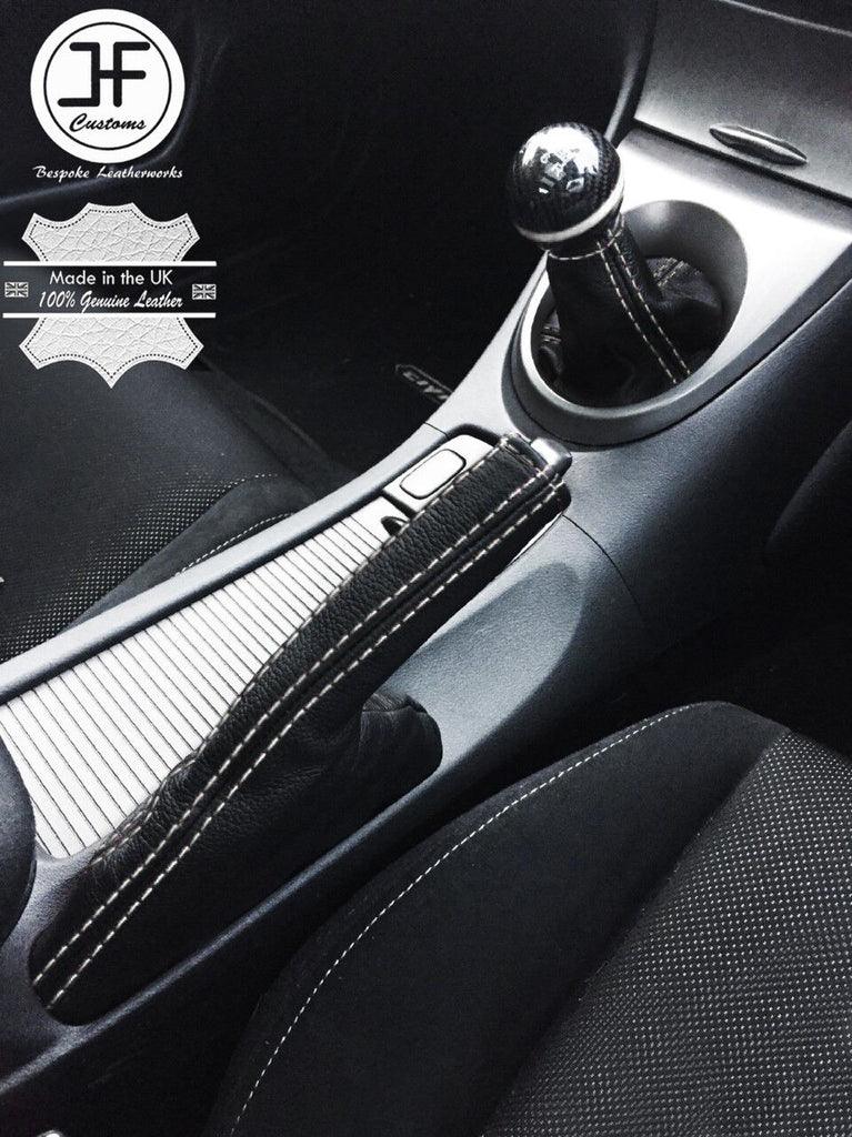 WHITE STITCH LEATHER GEAR HANDBRAKE GAITER FITS HONDA CIVIC TYPE  S 2006-2011