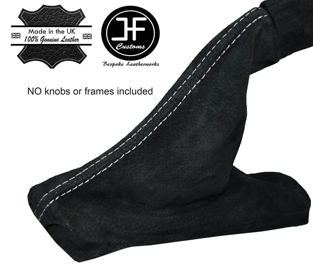 WHITE STITCH SUEDE HANDBRAKE GAITER E BRAKE BOOT FITS FORD MUSTANG 2015-2017