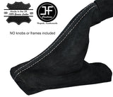 WHITE STITCH SUEDE HANDBRAKE GAITER E BRAKE BOOT FITS FORD MUSTANG 2015-2017