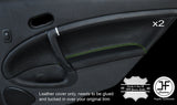 GREEN STITCH 2X REAR DOOR CARD TRIM LEATHER COVERS FOR SAAB 95 9-5 2006-2009