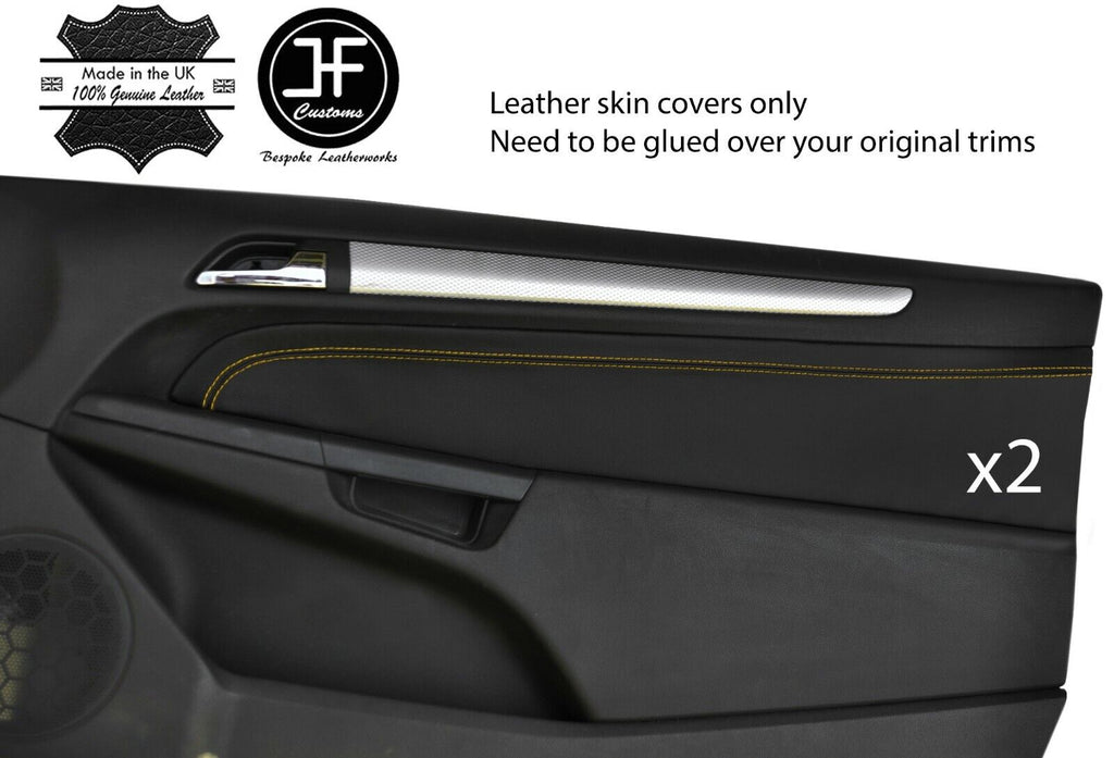 YELLOW STITCH 2X DOOR CARD TRIM COVERS FOR VAUXHALL OPEL ASTRA H 04-09 3 DOOR