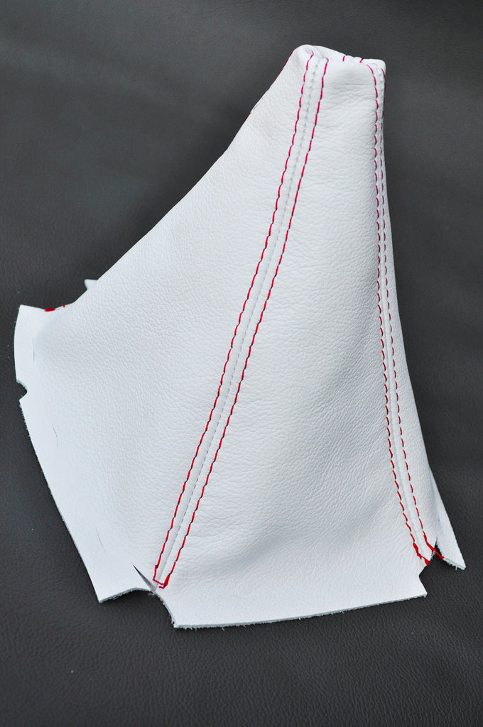 RED STITCH FITS HONDA CIVIC MK5 MKIV  GEAR GAITER WHITE LEATHER 1992-1995