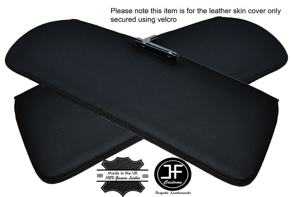 BLACK STITCHING 2X SUN VISORS LEATHER COVERS FITS FIAT 900E CUSTOM NEW