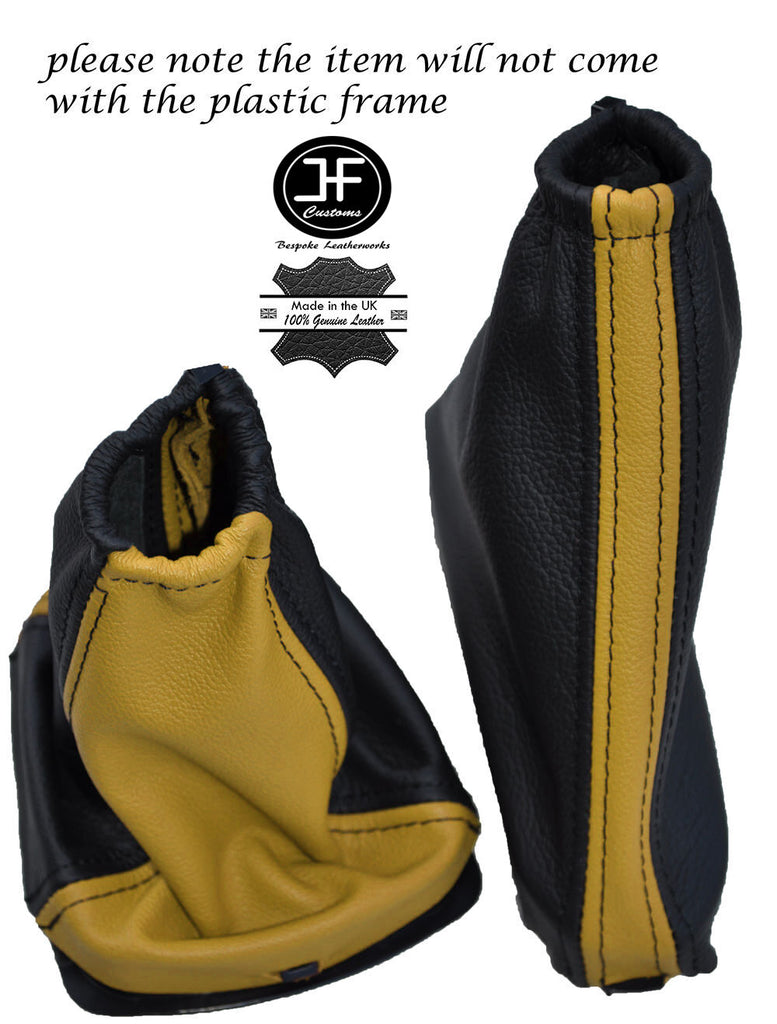 BLACK & YELLOW LEATHER GEAR & HANDBRAKE GAITERS FITS FORD FOCUS II 04-08