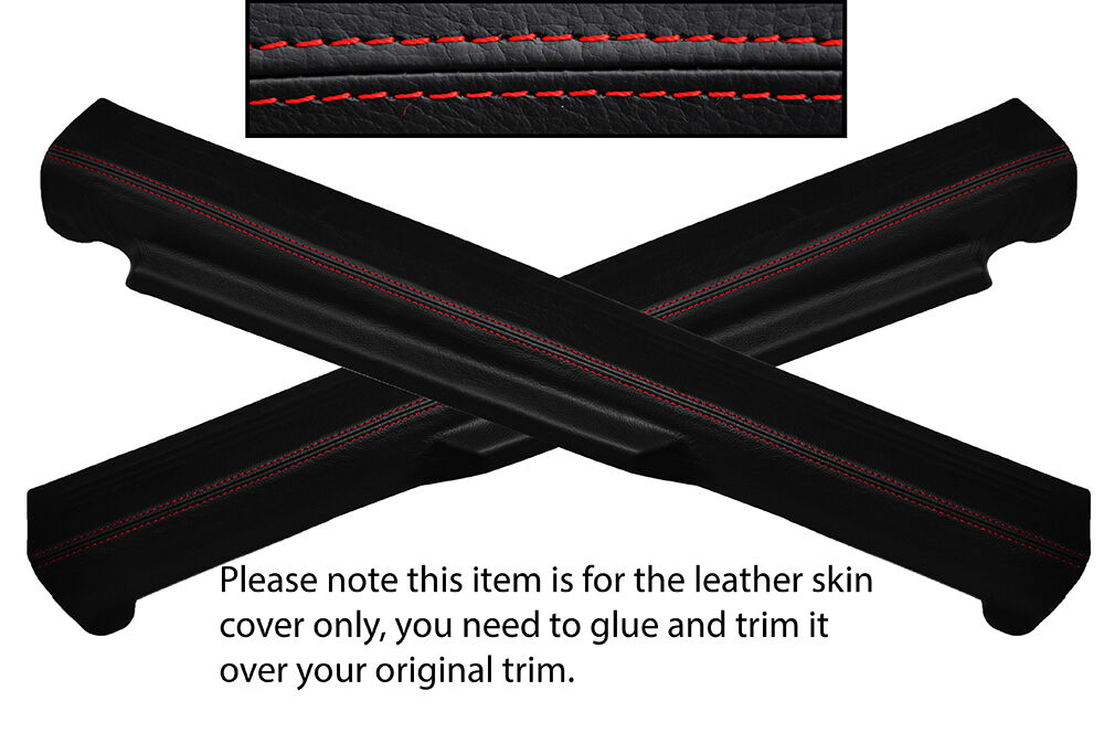 RED STITCH 2X DOOR SILL LEATHER COVERS FITS FIAT GRANDE PUNTO 05-14 3 DOOR
