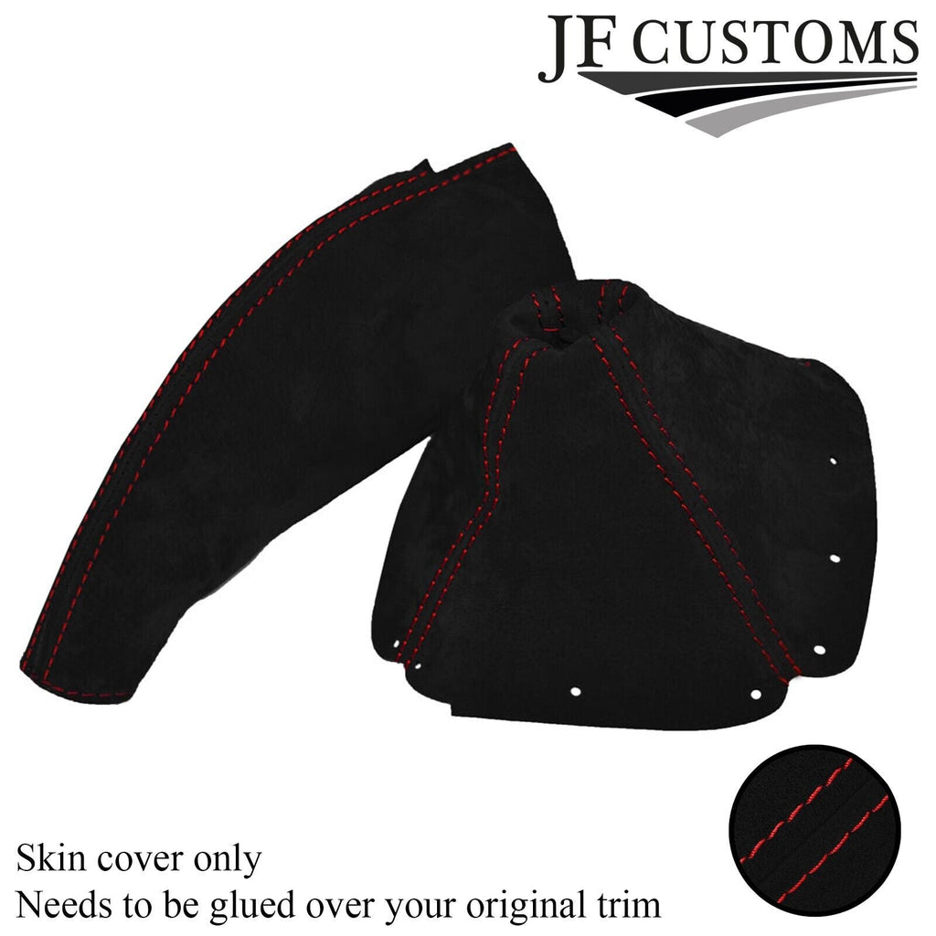 FITS GEAR  HANDBRAKE GAITER BLACK SUEDE FITS MAZDA MIATA MX5 MK1 RED STITCH