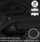 BLACK STITCH 2X DOOR HANDLE TRIM LEATHER COVERS FOR SMART FORTWO 451 07-14
