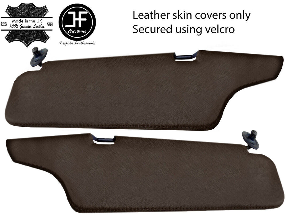 BROWN REAL LEATHER 2X SUN VISORS COVERS FOR TOYOTA MR2 MK1 1984-1990 CUSTOM NEW