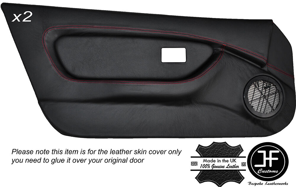 RED STICH 2X FULL DOOR CARD LEATHER COVERS FITS MG MGF MK1 95-99 STYLE 2