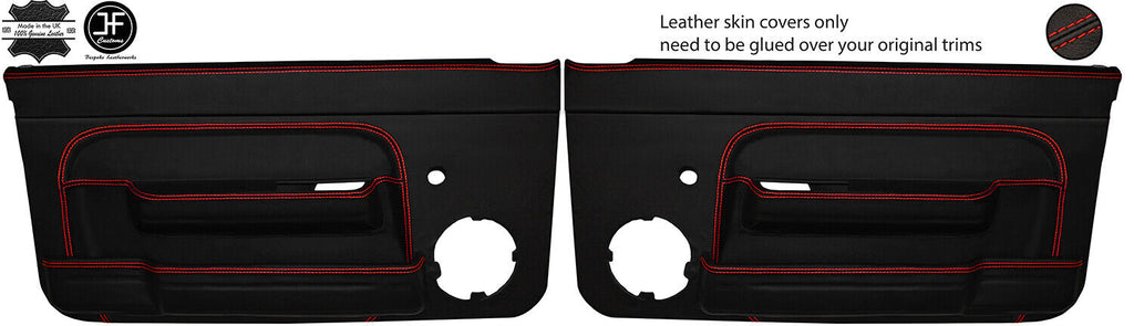 RED STITCH 2X FRONT DOOR CARD LEATHER COVERS FITS RENAULT 5 GT TURBO PHASE 2