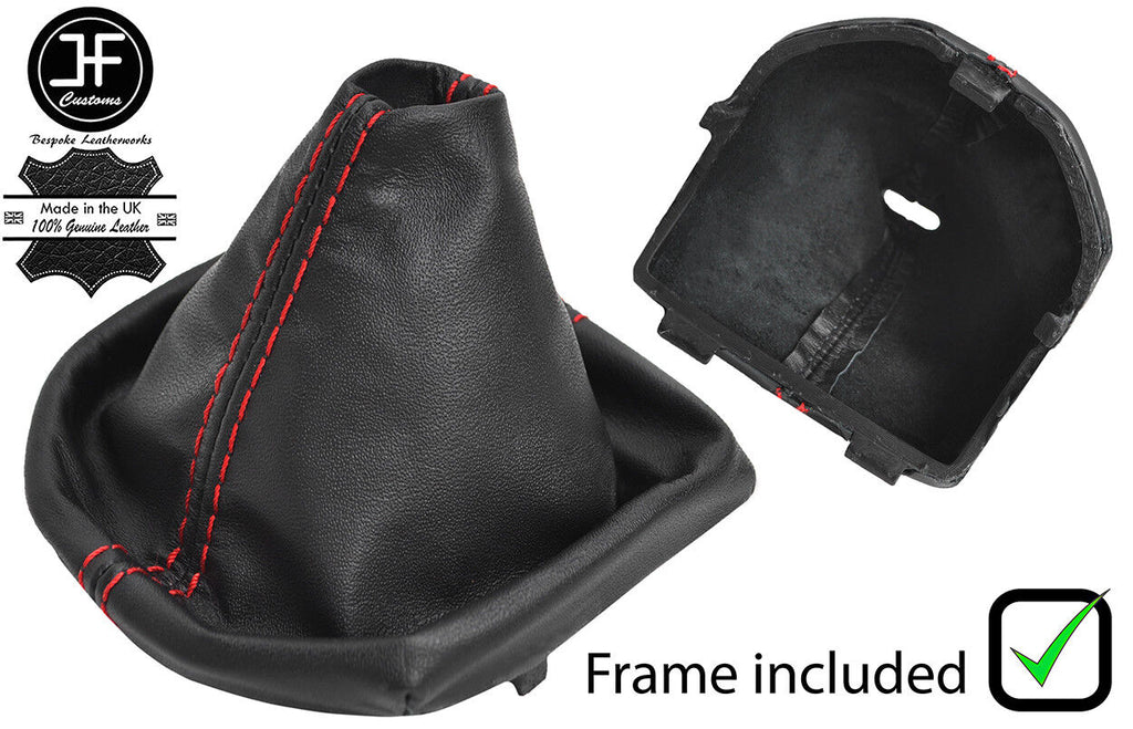 RED STITCH LEATHER MANUAL GEAR GAITER + PLASTIC FRAME FOR VW T6 2016-2019