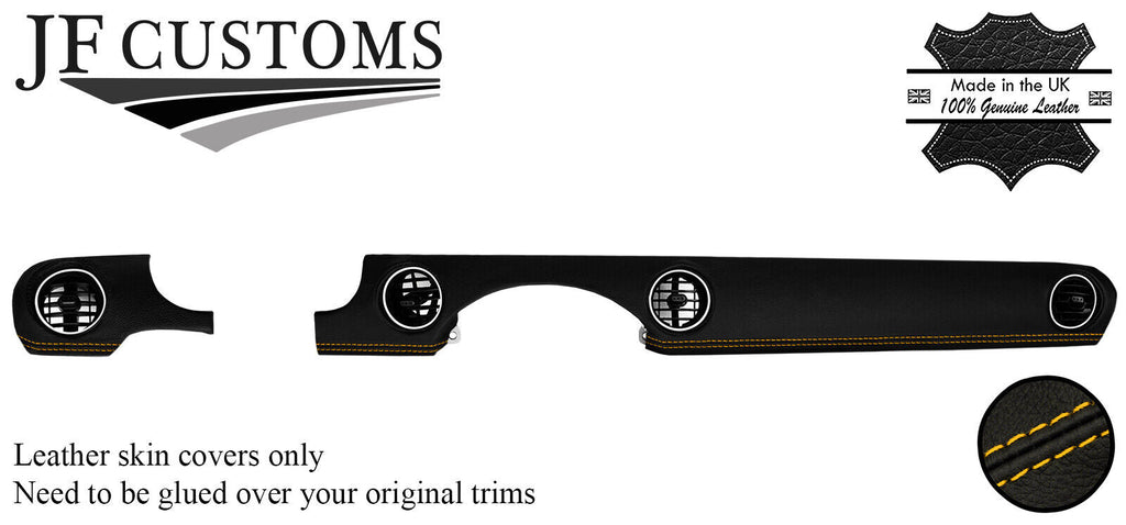 YELLOW STITCH LEATHER 2X FRONT DASH TRIM COVERS FITS MAZDA MX5 MK3 NC 05-14