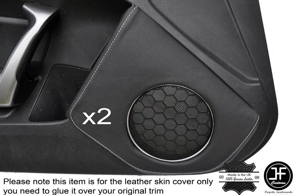 WHITE STICH 2X DOOR SPEAKER TRIM LEATHER COVER FOR TOYOTA GT86 SUBARU BRZ 12-16