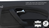 BLACK & BLACK 2X REAR DOOR CARD TRIM LEATHER COVER FOR VW POLO MK8 09-16 5 DOOR