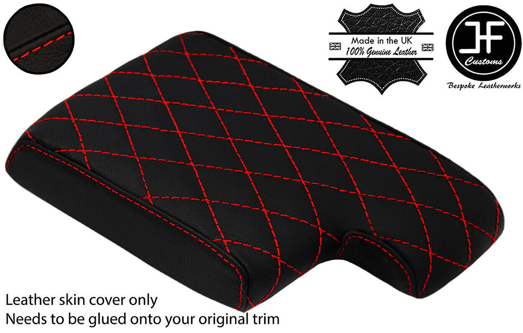 RED DIAMOND STITCH ARMREST LEATHER COVER FOR BMW 3 SERIES E46 1999-2005