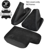 BLACK STITCH CARBON VINYL & SUEDE GAITER SET + ARMREST COVER FOR BMW E36 91-98