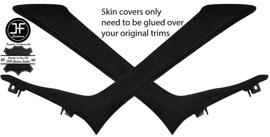 BLACK STITCH 2X A PILLAR SUEDE COVERS FITS FIAT 500L 500 L 2012-2018 CUSTOM NEW