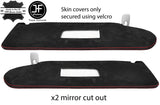 RED STITCH 2X SUN VISOR SUEDE COVER FOR VW T5 TRANSPORTER 2 MIRROR CUTOUT