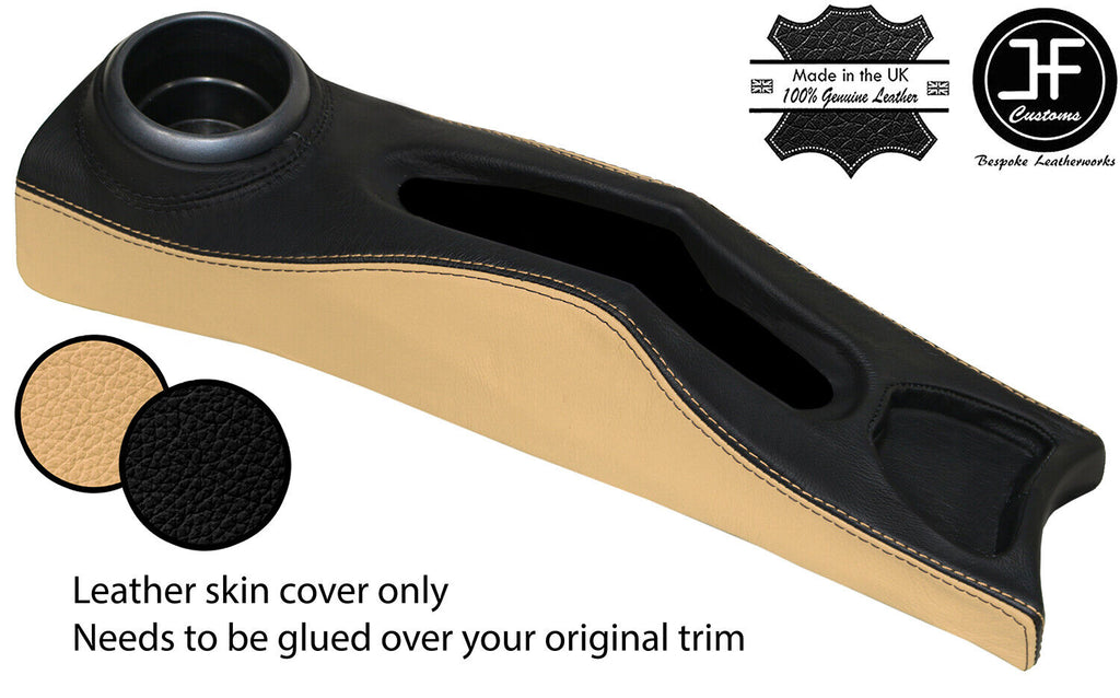 BLACK BEIGE CENTRE CONSOLE TRIM LEATHER COVER FITS BMW MINI R50 R52 R53 04-06