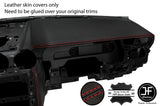 RED STITCH 2X TOP DASH PADS RADIO TRIM LEATHER COVERS FOR FORD MUSTANG 15-19
